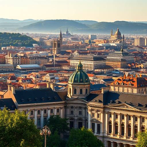 Vue panoramique de Lyon avec la Bibliothèque Nationale au premier plan